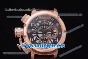 U-Boat Chimera Skeleton Chronograph Miyota OS10 Quartz Rose Gold Case with Skeleton Dial Rose Gold Bezel and Brown Leather Strap