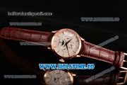 Jaeger-LECoultre Master Perpetual Calendar Asia Automatic Rose Gold Case with White Dial Stick Markers and Brown Leather Strap