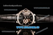 Cartier Ballon Bleu De 42MM Miyota 82S7 Automatic Steel Case with Black Dial Black Leather Strap and Stick Markers
