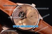 IWC Portuguese Tourbillon Asia ST25 Automatic Rose Gold Case with Rose Gold Dial Arabic Numeral Markers and Brown Leather Strap