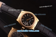 Rolex Datejust Swiss ETA 2836 Automatic Rose Gold Case with Black Dial and Black Leather Strap