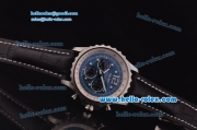 Breitling Chronospace Chronograph Swiss Valjoux 7750 Automatic Steel Case with Blue Dial and Black Leather Strap