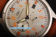 IWC Schaffhausen Portugieser Automatic Movement Steel Case with White Dial and Orange Arabic Numerals/Stick Markers