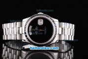 Rolex Oyster Perpetual Day-Date Automatic Movement ETA Case with Black Dial-Black Bezel and SS Strap