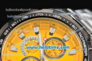 Ferrari Rattrapante Chrono Miyota OS10 Quartz Steel Case with PVD Bezel Yellow Dial and Stick Markers