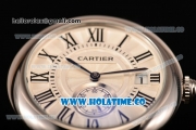 Cartier Rotonde De Miyota Quartz Steel Case/Bracelet with White Dial and Black Roman Numeral Markers