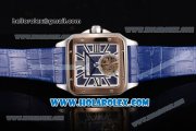 Cartier Santos Tourbillon Asia Automatic Steel Case with Blue Dial and Rose Gold Bezel - Roman Numeral Markers