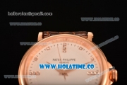 Patek Philippe Calatrava Miyota Quartz Rose Gold Case with White Dial and Diamonds Markers