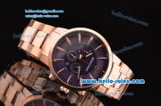 Emporio Armani Chrono Miyota OS20 Quartz Rose Gold Case with Rose Gold Strap Blue Dial