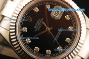 Rolex Datejust II Rolex 3135 Automatic Movement Full Steel with Black Dial and Diamond Markers