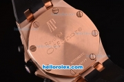 Audemars Piguet Royal Oak Quartz Working Chronograph Movement Rose Gold Case with Black Dial and Strap-White Marking