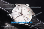 Omega Seamaster Aqua Terra 150 M Clone 8500 Automatic Steel Case with White Dial Stick Markers and Black Leather Strap (EF)