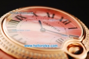 Cartier ballon bleu de Cartier Swiss Quartz Movement Rose Gold Case with Pink MOP Dial and Diamond Bezel-Pink Leather Strap