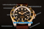 Rolex GMT-Master II Asia Automatic Steel Case with White Markers and Brown Nylon Strap