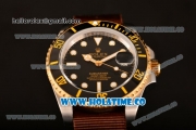 Rolex GMT-Master II Asia Automatic Steel Case with White Markers and Brown Nylon Strap