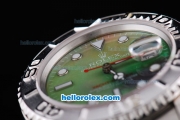 Rolex Yacht-Master Oyster Perpetual Chronometer Automatic ETA Case with Green Shell Dial,White Bezel and White Round Bearl Marking-Small Calendar