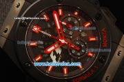 Hublot King Power F1 Monza Chronograph Swiss Valjoux 7750 Automatic Movement PVD Case with Skeleton Dial and Black Strap
