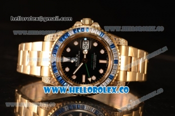 Rolex GMT-Master II Diamond Bezel With Original Functional Movement YG Case 116758SA pave