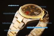 Rolex Datejust II Swiss ETA 2836 Automatic Full Steel with Yellow Gold Bezel and Black Dial-Gold Roman Markers