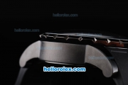 Roger Dubuis Excalibur Chronograph Quartz Movement PVD Case with White Dial-Black Marker and Black Rubber Strap