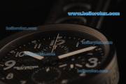 U-Boat Chronograph Swiss Valjoux 7750 Automatic Movement PVD Case with Black Dial and Black Leather Strap