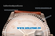 Rolex Day-Date Asia 2813/Swiss ETA 2836/Clone Rolex 3135 Automatic Steel Case with White Dial and Diamonds Markers (BP)