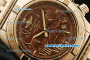 Breitling Chronomat B01 Chronograph Miyota Quartz Full Steel with Brown Dial and Silver Roman Markers