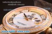 Rolex Day-Date Swiss ETA 2836 Automatic Movement Full Rose Gold with Diamond Bezel/Strap and MOP Dial