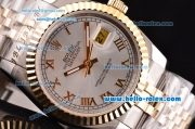Rolex Datejust Automatic Movement Two Tone Case with Sliver Dial and Roman Marking