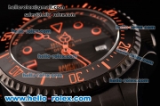 Rolex Sea-Dweller Bamford Asia 2813 Automatic PVD Case with PVD Strap Black Dial Orange Markers