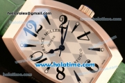 Franck Muller Art Deco Miyota Quartz Rose Gold Case with Green Leather Bracelet White Dial and Black Markers