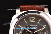 Panerai Luminor Marina PAM 048 Swiss Valjoux 7750-CHG Automatic Steel Case with Black Dial and Brown Leather Strap 1:1 Original