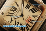 Cartier Santos 100 Automatic ETA Coating Case with White Dial and Black Leather Strap