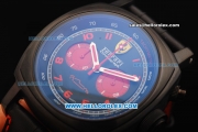 Ferrari Chronograph Miyota Quartz Movement PVD Case with Red Arabic Numerals and Black Dial - Black Leather Strap