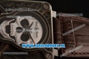 Bell & Ross BR 01-92 Burning Skull Asia Automatic Steel Case with Skull Dial and Brown Genuine Leather