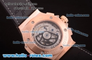 Hublot Big Bang Swiss Valjoux 7750 Automatic Rose Gold Case with Black Dial and Black Rubber Strap