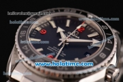 Omega Seamaster Planet Ocean GMT Swiss ETA 2824 Automatic Steel Case/Strap with Black Bezel and Stick Markers (BP)