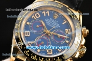 Rolex Daytona Asia ST17 Automatic Yellow Gold Case with Blue Dial Ceramic Bezel and Arabic Numeral Markers