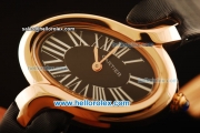 Cartier d'Art Swiss Quartz Rose Gold Case with Black Dial and Black Leather Strap