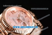 Rolex Datejust Swiss ETA 2671 Automatic Rose Gold Case with Pink Dial Diamonds Markers and Rose Gold Bracelet (BP)