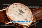 Breguet Classique Moonphase 9015 Auto Rose Gold Case with White Dial and Brown Leather Strap