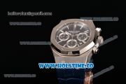 Audemars Piguet Royal Oak Chronograph 41mm Swiss Valjoux 7750 Automatic Steel Case with Blue Leather Strap Stick Markers and Blue Dial (EF)