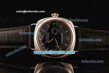 Panerai Radiomir Marina Militare Asia 6497 Manual Winding Steel Case with Black Dial and Black Leather Strap