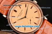 Patek Philippe Calatrava Miyota Quartz Rose Gold Case with Stick Markers and Champagne Dial