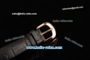 Franck Muller Heart Swiss Quartz Rose Gold Case with Black Leather Strap Diamond Bezel and White Dial - ETA Coating