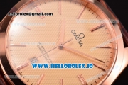 Omega De Ville Tresor Master Co-Axial Swiss ETA 2824 Automatic Rose Gold Case with Brown Leather Strap and Orange Dial