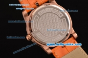 Roger Dubuis Excalibur 36 Miyota OS2064 Quartz Rose Gold Case Rose Gold Bezel with Orange Leather Strap White Dial