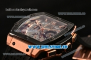 Hublot MP-06 Senna Chrono Miyota OS20 Quartz Rose Gold Case with Skeleton Dial PVD Bezel and Black Leather Strap