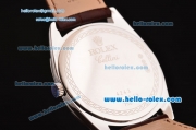 Rolex Cellini Danaos Swiss Quartz Stainless Steel Case with Brown Leather Strap Brown Dial Stick Markers
