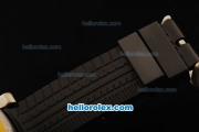 Ferrari Chronograph Quartz Movement Steel Case with Black/White Dial and Black Rubber Strap-7750 Coating